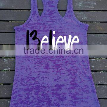 Cheap Wholesale Womens Running Burnout Racerback Tank Top Athletic Fit Tank Top Gym Singlets Fitness Stringer Tank Top photo-3