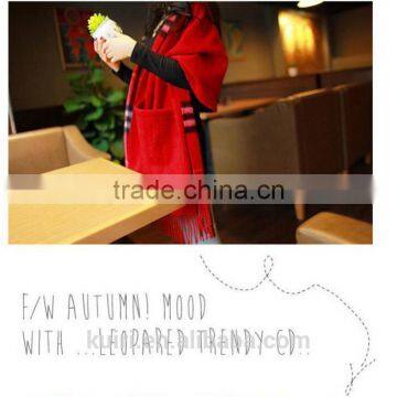 Women's Winter Wool Scarf With Pockets Long Style Warm Plaid Simulated Cashmere Shawl Wrap Scarves for Women Pashmina photo-3