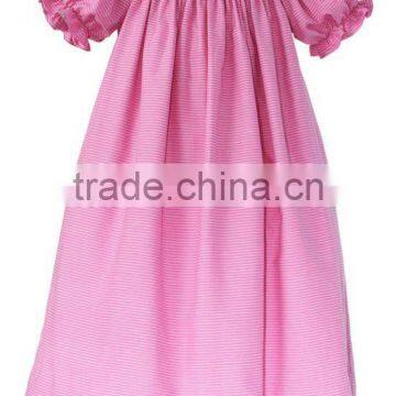 Pink Stipes Smocked Nativiti Scene Bishop Dress