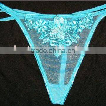 Sexy Women Embroidery G-string Lady Transparent Panties Models photo-2