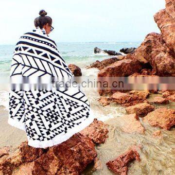 Walson Wholesale Drop Shipping Printed Microfiber Fabric Round Beach Towel With Tassels photo-5