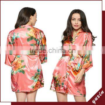 Silk Satin Floral Robe Kimono Robes Bath Robe Custom Made Japan Kimono Robe LF001 photo-6