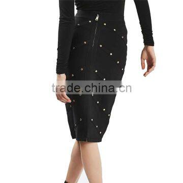 2017 OEM Spring Bandage Studded Figure-hugging Pencil Skirt