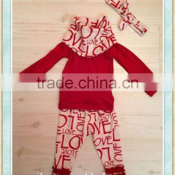 Valentines Day Children Wear Baby Girl Valentines Shirt Girl Toddler Tunic Dress And Love Leggings Pants With Scarf