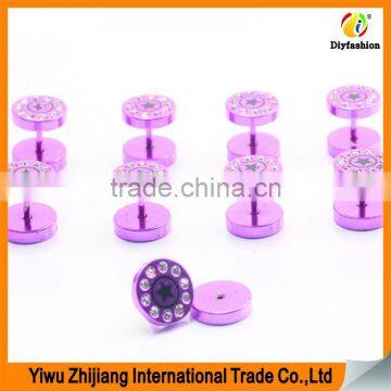 Custom Fancy Colorful Diamond Ear Plugs Piercing Tunnel Stainless Steel Fake Expanders photo-4