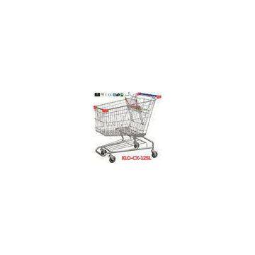 Metallic Distribute Store / Grocery Shopping Trolley With Custom Logo On Handle 125L