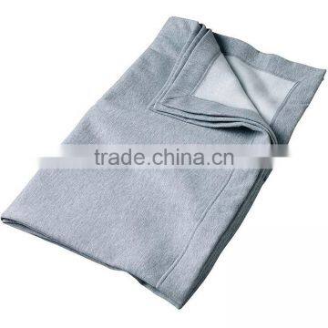 CVC 80% cotton 20% polyester brush fleece knit grey sweatshirt blanket