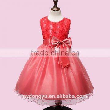 rosy girl bowtie rose tutu princess dress/xjinlg flower girl puffy princess party dress