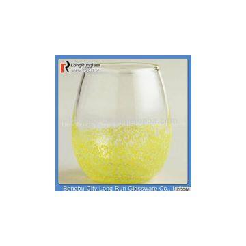 LongRun 17oz Yellow Confetti Stemless Wine Glasses Large Capacity Big Glass Egg Cup
