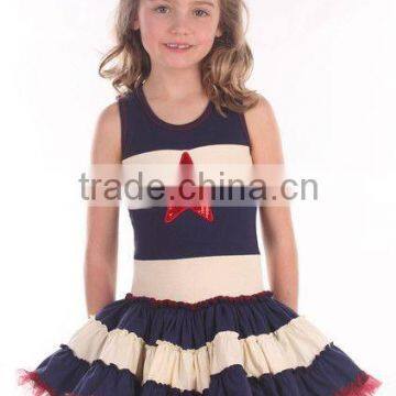 High quality July 4th girls dresses sleeveless latest dress designs chiffon patriotic girl tutu dress