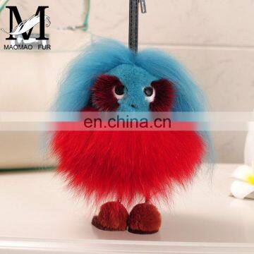 Luxury Colorful Fox Fur Animal Accessory / Fox Fur Bag Charm Key Chain photo-3