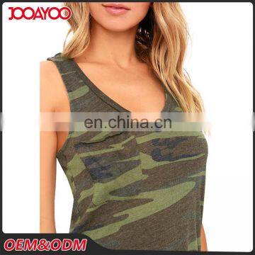 Custom Long Camo Print Sleeveless Cotton Tank Top Designs Pictures Latest Jeans Tops Girls photo-5