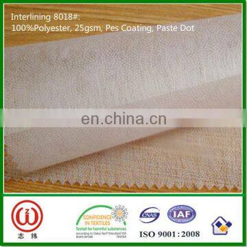 Thin and Soft Non Woven Fusible Interlining 25gsm for Vietnam Bangladesh