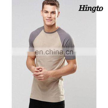 95% cotton longline cut slim fit raglan muscle cotton t shirts men