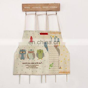 Custom owl cartoon series thick cotton apron for ladies