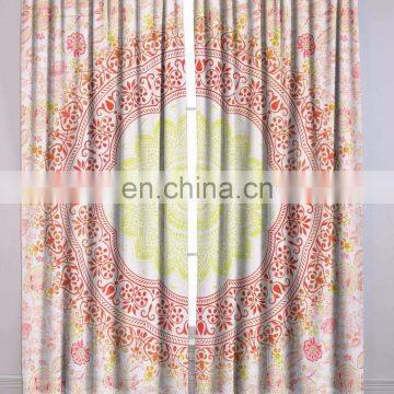 Indian Latest Ombre Mandala Curtain Set Cotton Boho Drapes Window Decor Curtain Set photo-3