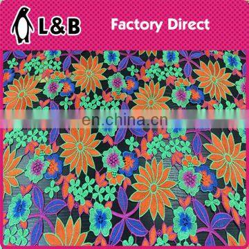 multicolor lace fabric textile embroidery polyester chemical lace