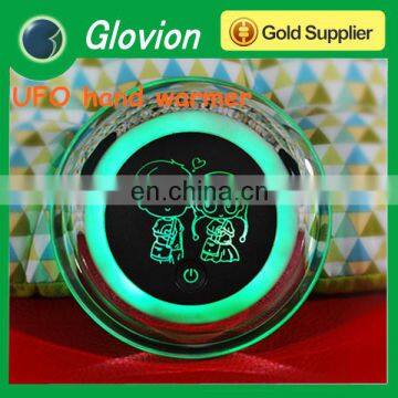 Glovion Electric UFO color changing hand warmer USB mini power bank and led hand warmer