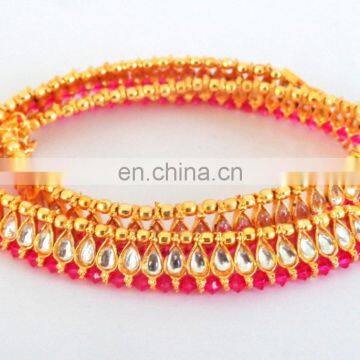 2015 Indian Traditional Gold Plated Handcrafted Kundan Anklet-Wholesale Indian Gold Plated Traditional Kundan Anklet