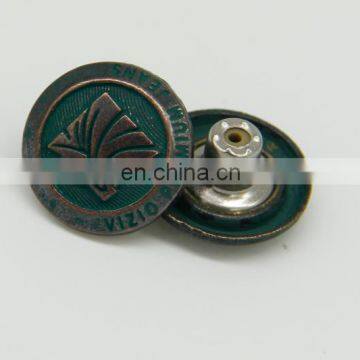 custom design new fashion metal button with brass bottom for jeans