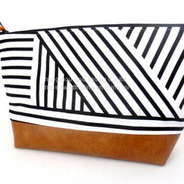 black and white stripe makeup bag from China