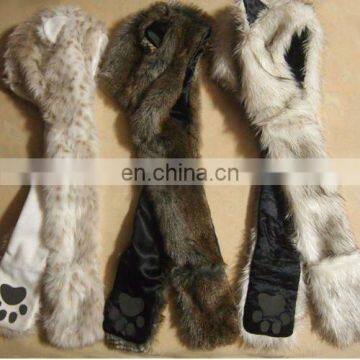 snow leopard,grey wolf and husky animal hat with glove