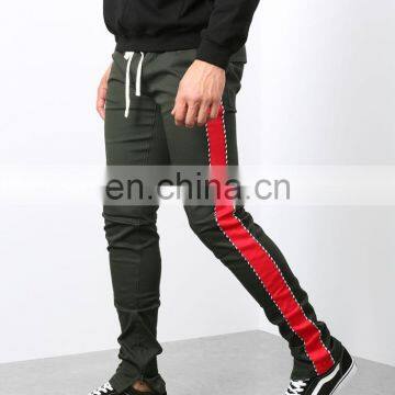 DiZNEW 2019 USA Skinny Design Black and Red Polyester Striped Track Pants photo-5