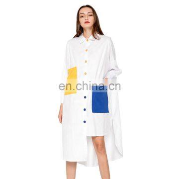 TWOTWINSTYLE Blouse Shirt Dress Women Midi Female Dresses Long Sleeve Casual Patchwork