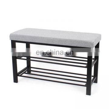 Customized Shoe Rack Storage Organizer Tower Shelf Faux Linen Metal Grey Custom Top Light Power Living Room photo-3