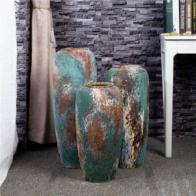 Retro American Countryside 0.5 0.6 0.7 Meter Large Green Ceramic Vase For Home Study Decor