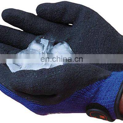 Yellow Heavyweight Thermal Knit Dip Latex Gloves Acrylic Loop Terry Lining Cold Weather Gloves Winter Construction Work Gloves photo-5