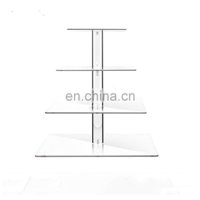 Acrylic Clear 4 Tier Cake Stand Wedding Cake Dessert Display Square