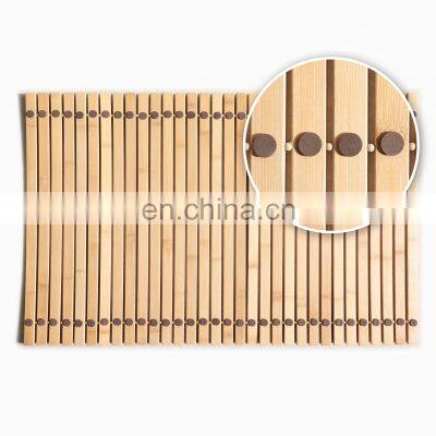 Popular Hand Made Anti-slip Bathroom Shower Mat Natural Bathroom Floor Mat Home and Hotel Bamboo Bath Mat in Square Shape photo-2