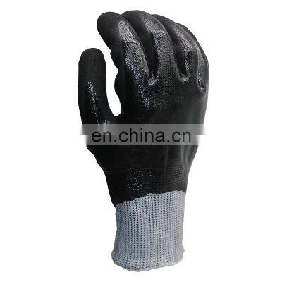 Double Dipped Sandy Nitrile Finish Gloves Nitrile Coated Safety Work Gloves Waterproof photo-2