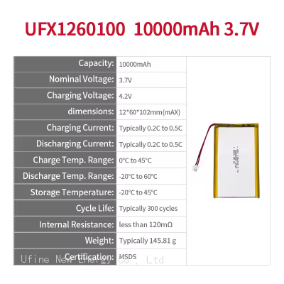 Factory Battery Price Supply 3.7V Lithium Polymer Battery UFX 1260100 10000mAh For Consumer Electronics Power Bank