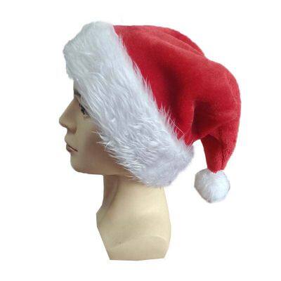 Chapeau de No?l de la usine d'origine sur mesure, chapeau de Père No?l de bonne qualité, bonnet de No?l en peluche pour adultes et enfants