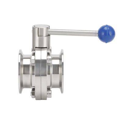 SS316L TC Ends Sanitary Manual Stainless Steel Butterfly Valve
