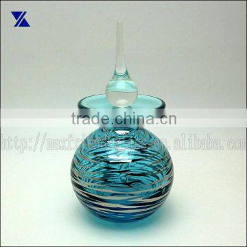 160ml hand made blue with mercury silver swirl glass empty perfume bottle