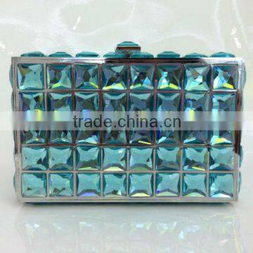 Factory wholesale shiny blue stone evening clutch handbags bags