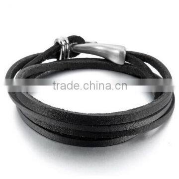 New Fashion Leather Bracelet Jewelry, Women's Genuine Leather Bracelet Bangle Black Silver Tribal