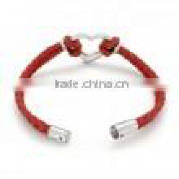 High Quality fashion Jewelry red braided leather bracelet personalized stainless steel bracelet