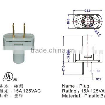 quick coupling plug US two pin polarized rubber plug SPT-1 SPT-2