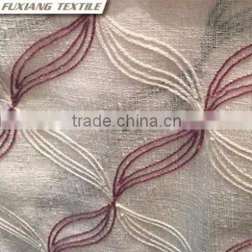 100% Polyester Taffea Geometric Embroidered Window Curtain Fabric photo-3
