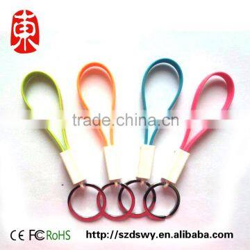 Portable micro USB Cable silicone key chain data line Multi-function charging lines Noodles data cable