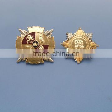 Crown Animal Logo Gold and Silver 3D Insignia Custom Badge