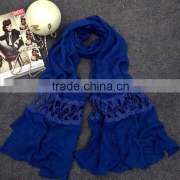 Wholesale New Korean Fashion Cotton Plain Ladies Lace Neck Scarf Quality Choice photo-5