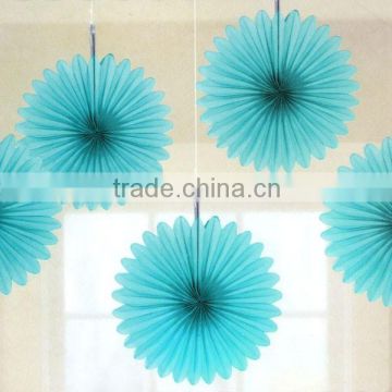 Wedding decoration 8" Blue Tissue paper fan PF009