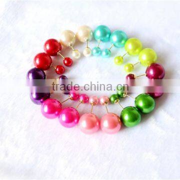 Fashion Earrings, Colorful Spraying Acrylic Double Beaded Earring, PT 2059
