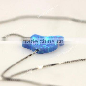 2015 New Arrived Synthetic Light Blue Opal Elephant Pendant With Fashion S925 Sterling Silver Chain Necklace photo-3