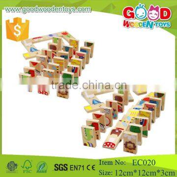 EC020 high quality beechwood wooden toys domino toys